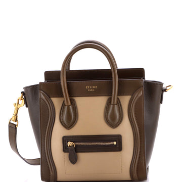 Bicolor Luggage Bag Smooth Leather Nano