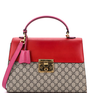 Padlock Top Handle Bag GG Coated Canvas and Leather Medium