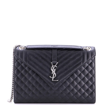 Classic Monogram Envelope Satchel Mixed Matelasse Leather Large