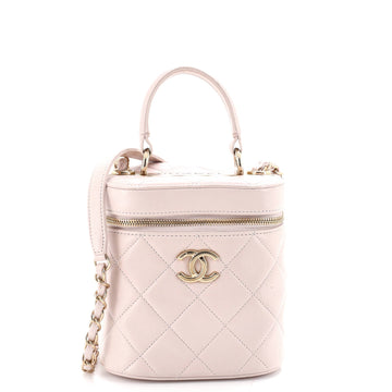Trendy CC Top Handle Vanity Case Quilted Lambskin Small
