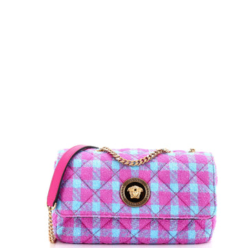 Medusa Icon Chain Flap Bag Quilted Tweed East West