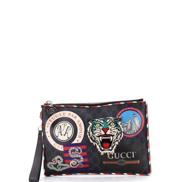 Night Courrier Pouch GG Coated Canvas with Applique