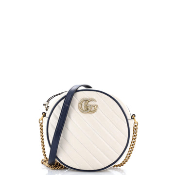 GG Marmont Round Shoulder Bag Diagonal Quilted Leather Mini