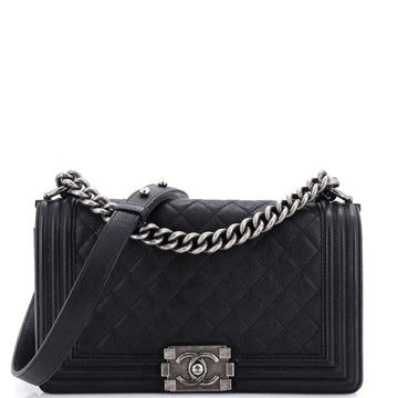 Boy Flap Bag Quilted Caviar Old Medium