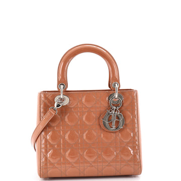 Vintage Lady Dior Bag Cannage Quilt Patent Medium