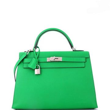 Kelly Handbag Bamboo Epsom with Palladium Hardware 32