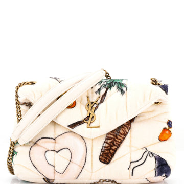 Loulou Puffer Shoulder Bag Quilted Printed Terry Cloth Small