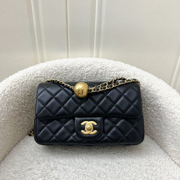 Chanel Pearl Crush Mini Rectangular Flap in Black Lambskin and AGHW (Model: AS1787)