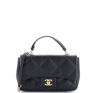 CHANEL Classic Single Flap Top Handle Bag Quilted Lambskin Mini
