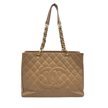 Top Quality Chanel Beige Quilted Leather Leather Gst Grand Shopping Tote Bag