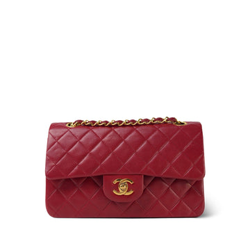 Red leather Quilted Classic Flap Small Gold Hardware