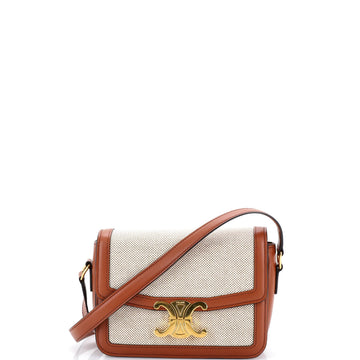 Triomphe Shoulder Bag Canvas with Leather Teen