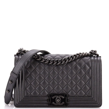 So Black Boy Flap Bag Quilted Caviar Old Medium