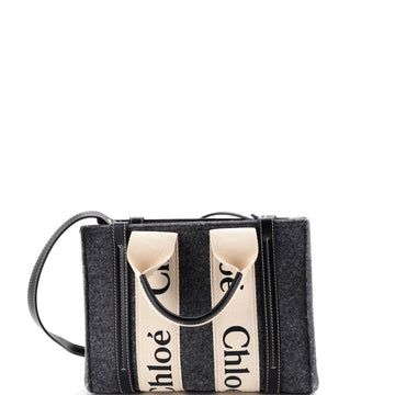 Woody Tote Recycled Felt with Leather and Canvas Small