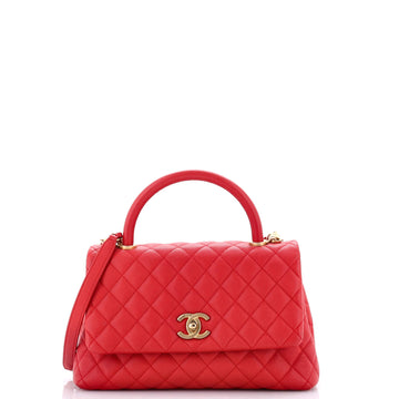 Coco Top Handle Bag Quilted Caviar Small