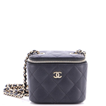 Classic Vanity Case with Chain Quilted Caviar Mini
