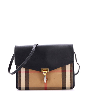 Macken Crossbody Bag Leather and House Check Canvas Small