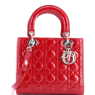 Lady Dior Bag Cannage Quilt Patent Medium