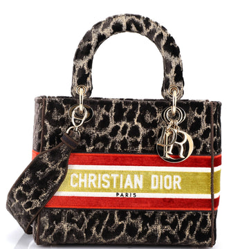 Lady D-Lite Bag Mizza Embroidered Velvet Medium