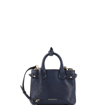 Banner Tote Leather and House Check Canvas Mini