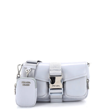 Buckle Pocket Crossbody Bag Spazzolato Leather and Tessuto