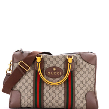 Neo Vintage Web Duffle Bag GG Coated Canvas with Leather Medium