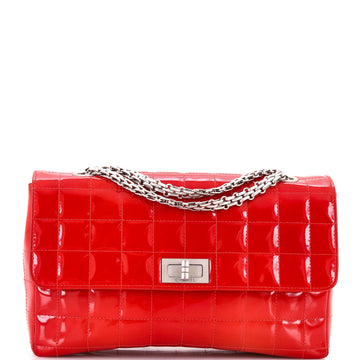 Chocolate Bar Flap Bag Quilted Patent Medium