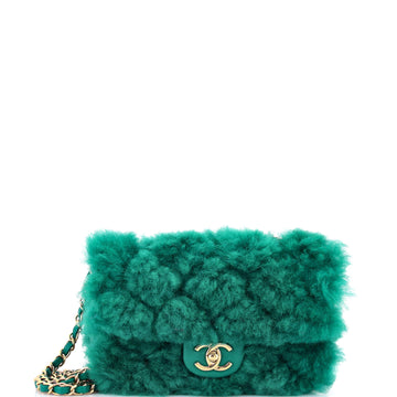 CC Chain Flap Bag Quilted Shearling with Lambskin Medium
