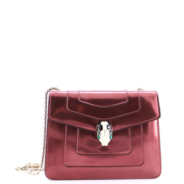Serpenti Forever Square Shoulder Bag Metallic Leather Small