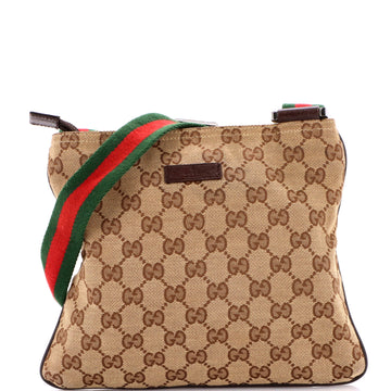 Web Strap Zip Messenger Bag GG Canvas Small
