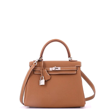 Kelly Handbag Gold Togo with Palladium Hardware 25