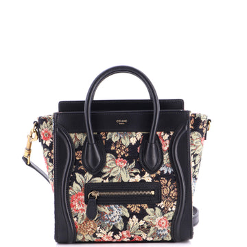 Luggage Bag Printed Jacquard and Leather Nano