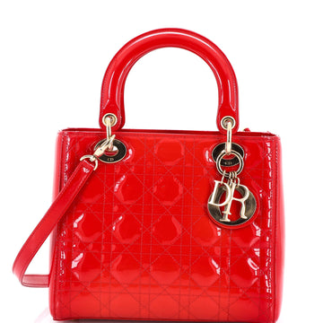 Lady Dior Bag Cannage Quilt Patent Medium