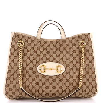 Horsebit 1955 Chain Tote GG Canvas with Leather Large