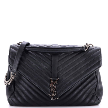 Classic Monogram College Bag Matelasse Chevron Leather Large