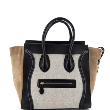 Tricolor Luggage Bag Canvas and Leather Micro