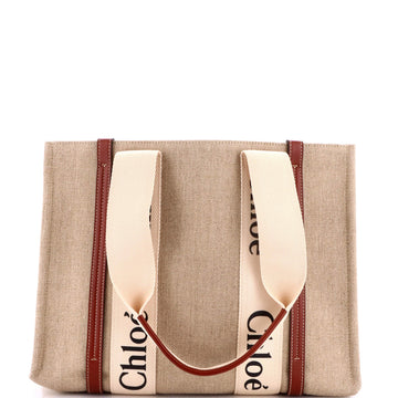 Woody Tote Canvas with Leather Medium