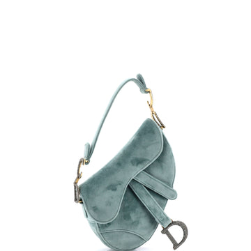 Saddle Handbag Velvet with Crystals Mini