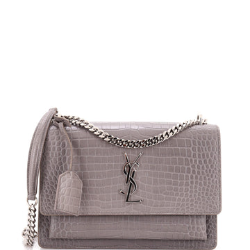 Sunset Crossbody Bag Crocodile Embossed Leather Medium