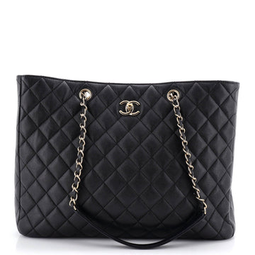 Classic CC Shopping Tote Quilted Caviar Large