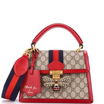 Queen Margaret Top Handle Bag GG Coated Canvas with Leather Small
