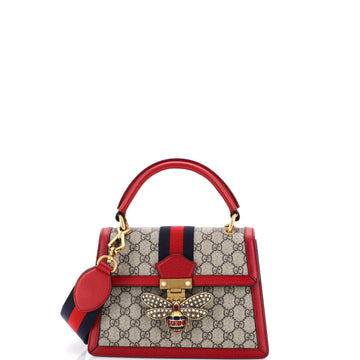 Queen Margaret Top Handle Bag GG Coated Canvas with Leather Small