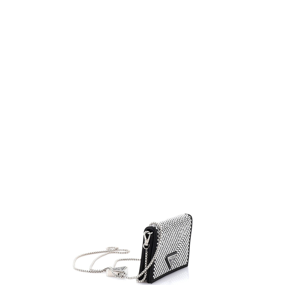 Flap Card Holder with Chain Satin with Crystals