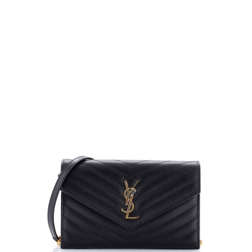 Classic Monogram Wallet on Chain Matelasse Chevron Leather Small