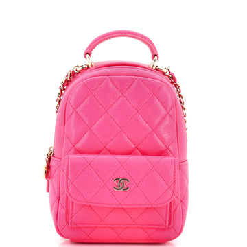 Classic CC Chain Pocket Backpack Quilted Caviar Mini