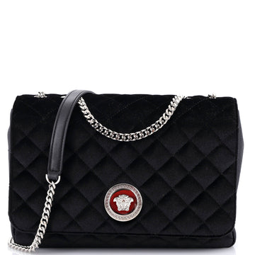 Medusa Icon Chain Flap Bag Quilted Satin Medium