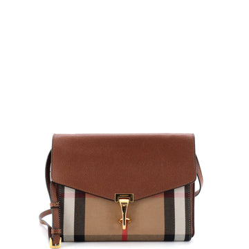 Macken Crossbody Bag Leather and House Check Canvas Small