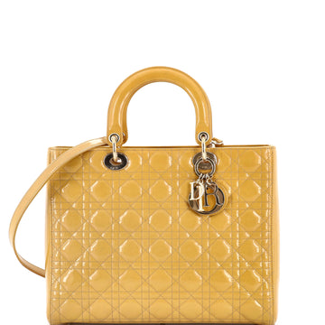 Lady Dior Bag Cannage Quilt Patent Medium