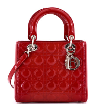 Lady Dior Bag Cannage Quilt Patent Medium