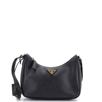 Adjustable Handle Zip Hobo Saffiano Leather Mini